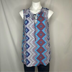 Como Vintage Geometric Patterned Sleeveless Top, XL